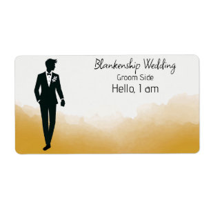 Groom Art Gold Waterverf Label Naam Tag
