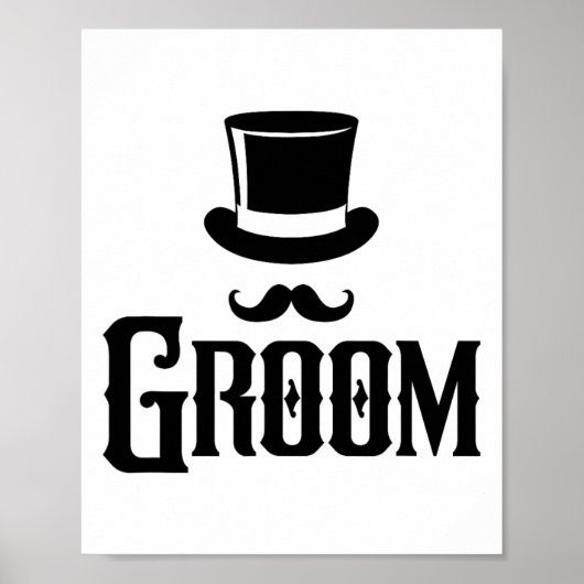 Groom Bachelor Party Top Hat Wedding Funny Matchin Poster (Voorkant)