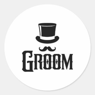 Groom Bachelor Party Top Hat Wedding Funny Matchin Ronde Sticker