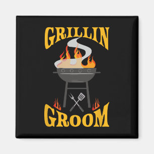Groom BBQ Grill Roker en Barbecue Chef Magneet