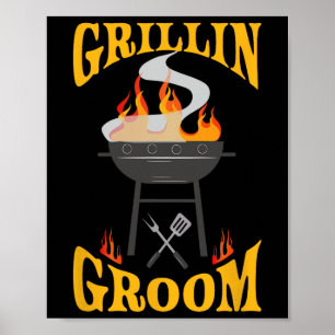 Groom BBQ Grill Roker en Barbecue Chef Poster