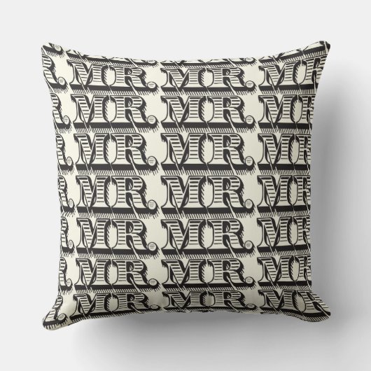 Groom Black and Ivory Mr Typography Pattern Kussen (Achterkant)