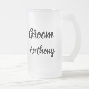 Groom Black and White Custom Name Gifts Wedding Matglas Bierpul