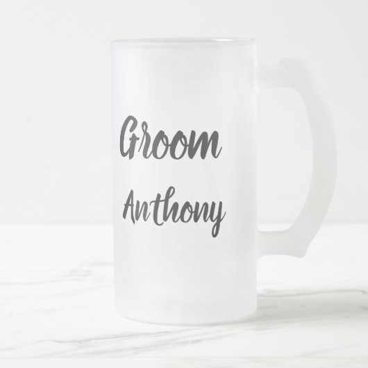 Groom Black and White Custom Name Gifts Wedding Matglas Bierpul (Rechts)