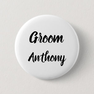 Groom Black and White Custom Name Gifts Wedding Ronde Button 5,7 Cm