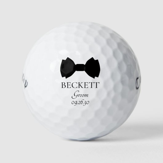 Groom Black Bow Stropdas Golfballen (Voorkant)
