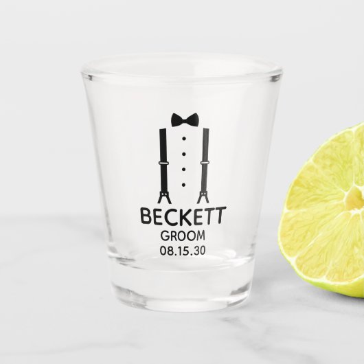 Groom Black Bow Stropdas Shot Glas (Voorkant)