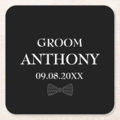 Groom Black Elegant Custom Name Gifts Wedding Kartonnen Onderzetters (Voorkant)