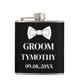 Groom Black Elegant Modern Gifts Wedding Heupfles