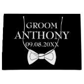Groom Black Elegant Modern Name Gifts Wedding Groot Cadeauzakje (Voorkant)