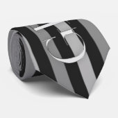 Groom Black en Silver Pinstripes Wedding Stropdas (Opgerold)
