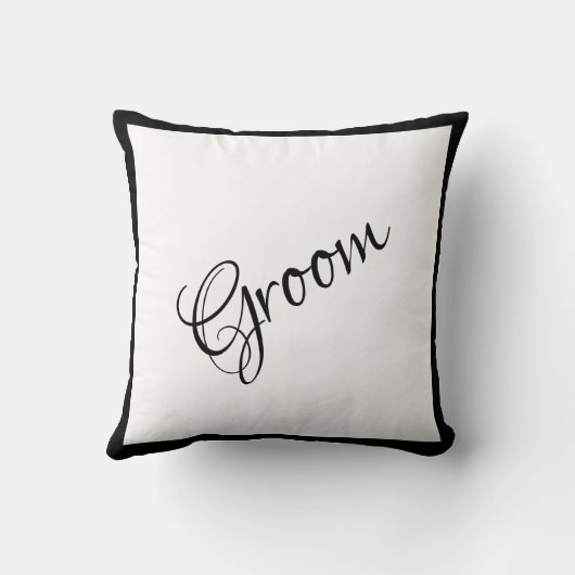 Groom Black Script Elegant Wedding Keepslag Kussen (Achterkant)