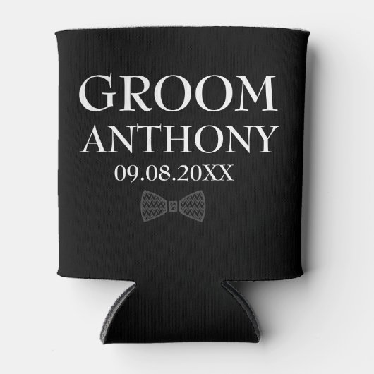 Groom Black Stijlvol Elegant Modern Gifts Wedding Blikjeskoeler (Voorkant)