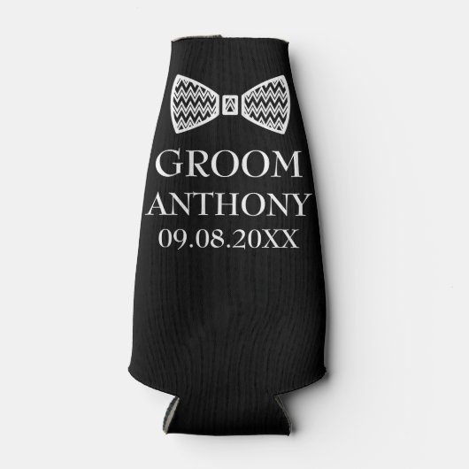 Groom Black Stijlvol Elegant Modern Gifts Wedding Flesjeskoeler (Voorkant)