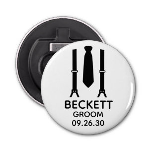 Groom Black Stropdas Button Flesopener