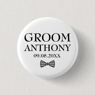 Groom Black Stylish Elegant Gifts Wedding Ronde Button 3,2 Cm