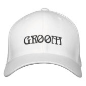 Groom Black & White elegant chic bruiloft Geborduurde Pet (Voorkant)