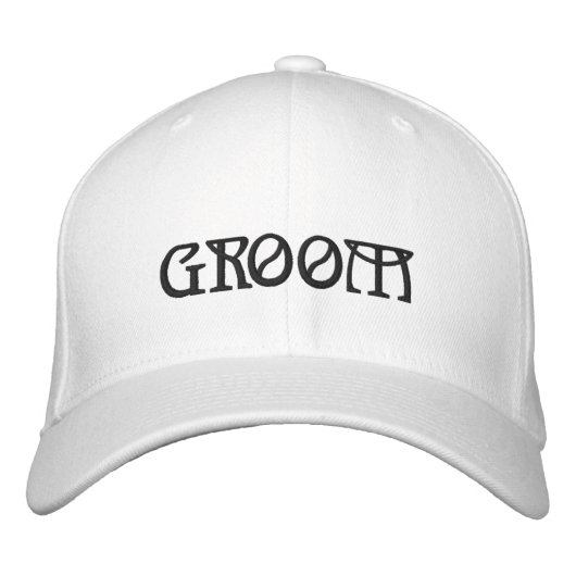 Groom Black & White elegant chic bruiloft Geborduurde Pet (Voorkant)