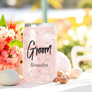Groom Black White Script Wedding Blikvorm Glas