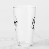 Groom Black White Script Wedding Glas (Links)