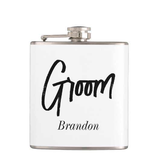 Groom Black White Wedding Heupfles (Voorkant)