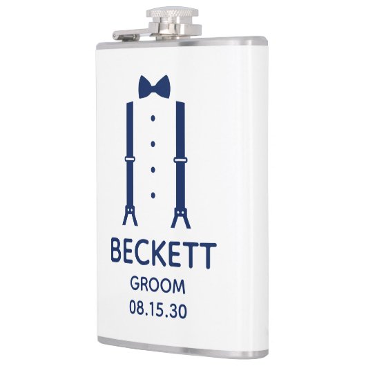 Groom Blue Bow Stropdas Heupfles (Links)
