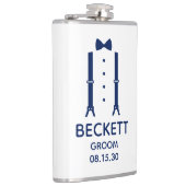 Groom Blue Bow Stropdas Heupfles (Rechts)