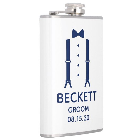 Groom Blue Bow Stropdas Heupfles (Rechts)