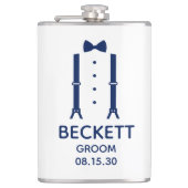 Groom Blue Bow Stropdas Heupfles (Voorkant)