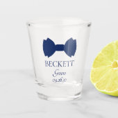 Groom Blue Bow Stropdas Shot Glas (Voorkant)