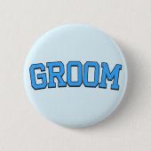 GROOM – Blue College Font Wedding & Bachelor Party Ronde Button 5,7 Cm (Voorkant)