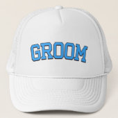 GROOM – Blue College Font Wedding & Bachelor Trucker Pet (Voorkant)