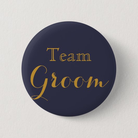 Groom Blue Gold Wedding Team Groom Ronde Button 5,7 Cm (Voorkant)