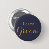 Groom Blue Gold Wedding Team Groom Ronde Button 5,7 Cm (Voorkant /achterkant)