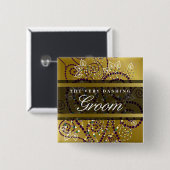 GROOM Boho Paarse Spirals Gold Chic Wedding Button (Voorkant /achterkant)