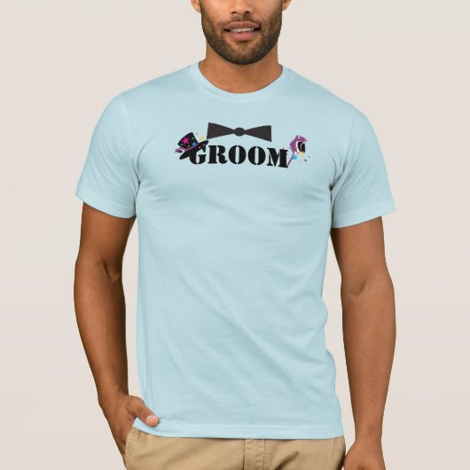Groom Bowtie Plum Roos Stars Top Hat T-shirts (Voorkant)