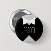 Groom Bowtie & Stripes Ronde Button 5,7 Cm (Voorkant /achterkant)