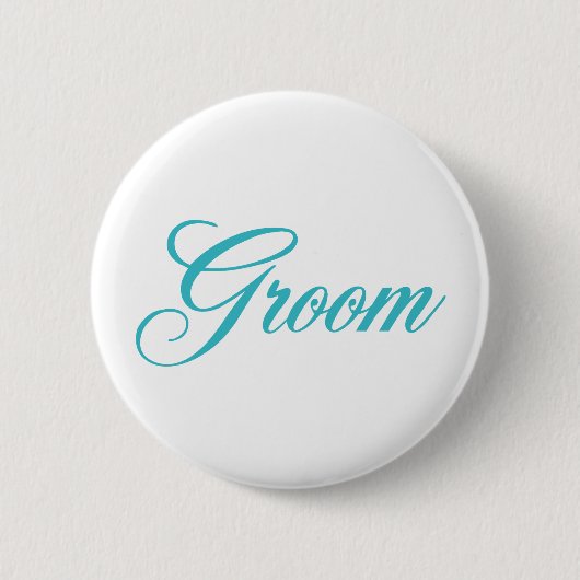 Groom Bridal Party Button in Aqua Blue (Voorkant)