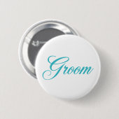 Groom Bridal Party Button in Aqua Blue (Voorkant /achterkant)