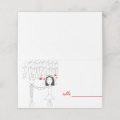 groom bride cartoon met rode hartplaatjes plaatskaartje (Buitenkant ongevouwen)