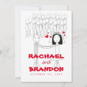 groom bride cartoon met uitnodigingen tot het rode (Voorkant)