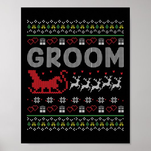 Groom Bride Kerstmis op Ugly Matching Couple Gi Poster (Voorkant)