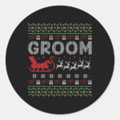 Groom Bride Kerstmis op Ugly Matching Couple Gi Ronde Sticker (Voorkant)