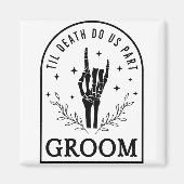 Groom Bride Skeleton Gothic Halloween Verloving W Magneet (Voorkant)