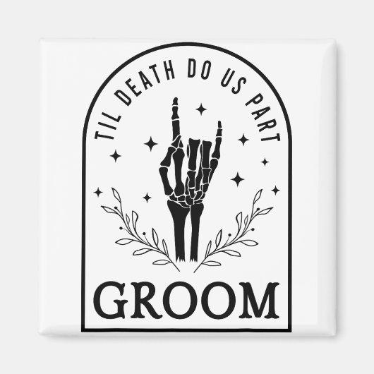 Groom Bride Skeleton Gothic Halloween Verloving W Magneet (Voorkant)