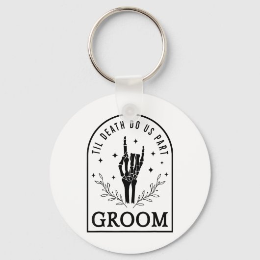 Groom Bride Skeleton Gothic Halloween Verloving W Sleutelhanger (Voorkant)