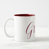 Groom Burgundy en White Cursive Tweekleurige Koffiemok (Links)