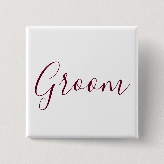 Groom Burgundy Font Vierkante Button 5,1 Cm (Voorkant)