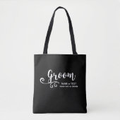 Groom Canvas tas | Rol zwart wit modern script (Voorkant)