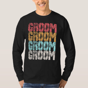 Groom Cute Retro Verloving Wedding Bachelor Party T-shirt